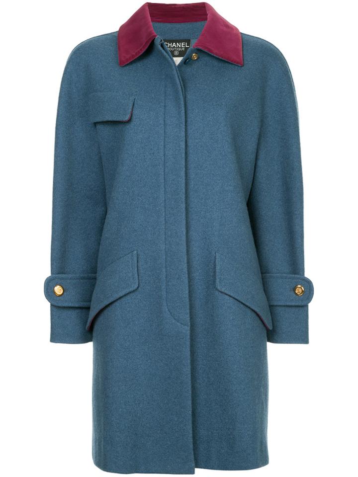 Chanel Vintage Boxy Midi Coat - Blue