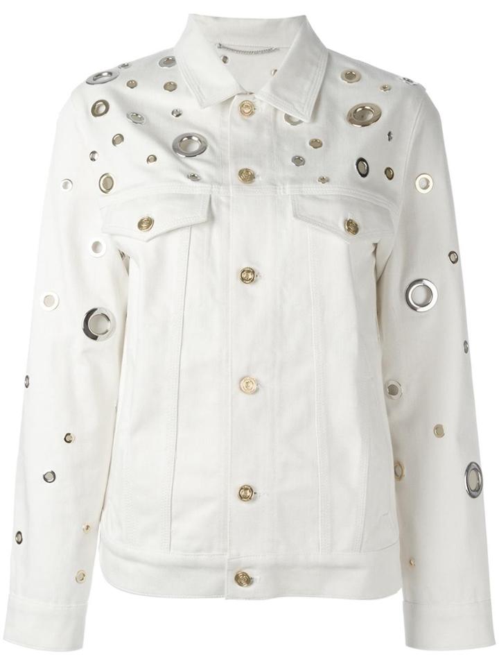 Kenzo Grommet Detailed Denim Jacket - Nude & Neutrals