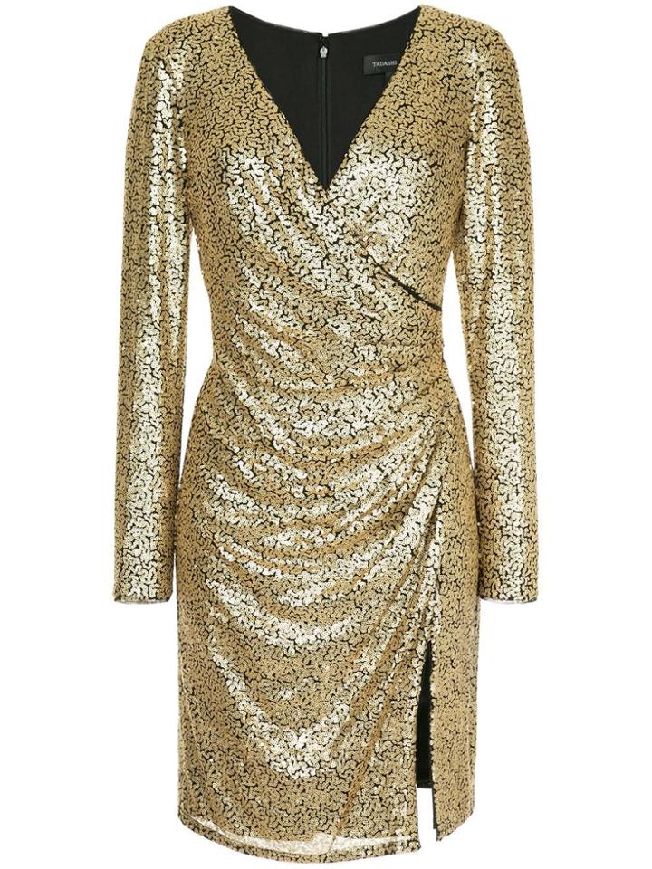 Tadashi Shoji Wrapped Front Dress - Gold