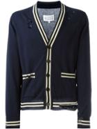Maison Margiela Distressed Cardigan, Men's, Size: Xl, Blue, Cotton/polyamide
