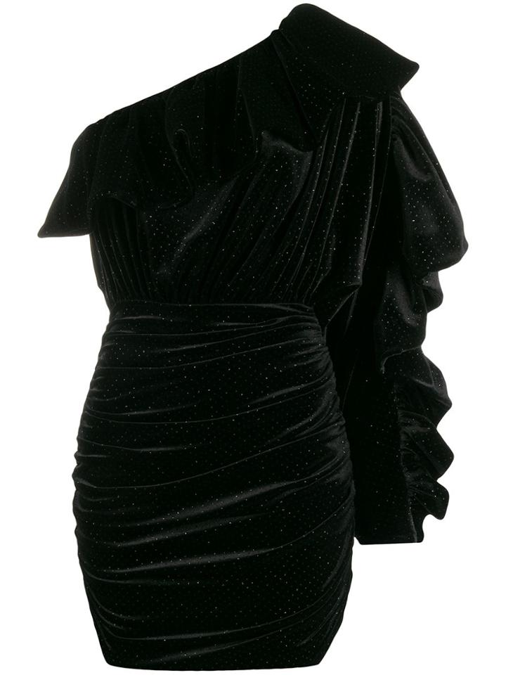Redemption Ruffle Trimmed One Shoulder Dress - Black