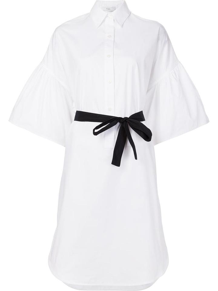 Tome Flared Sleeves Shirt Dress, Women's, Size: Medium, White, Cotton