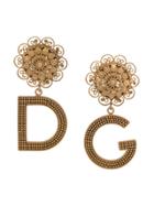 Dolce & Gabbana Embellished Logo Earrings - Gold