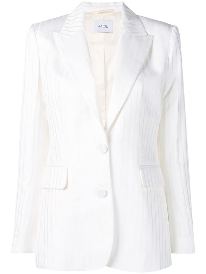 Racil Satin Striped Blazer - White