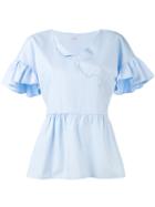 Vivetta - Frill-trim Blouse - Women - Cotton - 38, Blue, Cotton