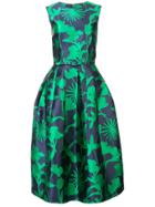 Oscar De La Renta Floral Print Flared Dress - Green
