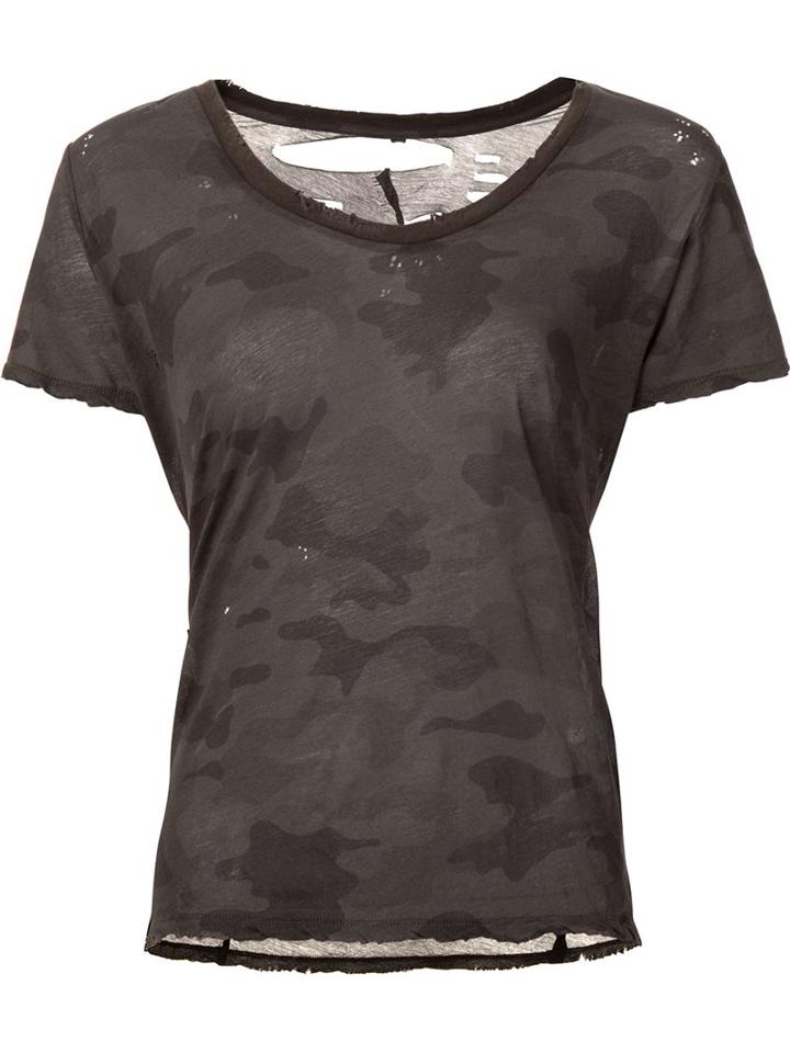 Unravel Camouflage Print T-shirt, Women's, Size: Small, Green, Cotton