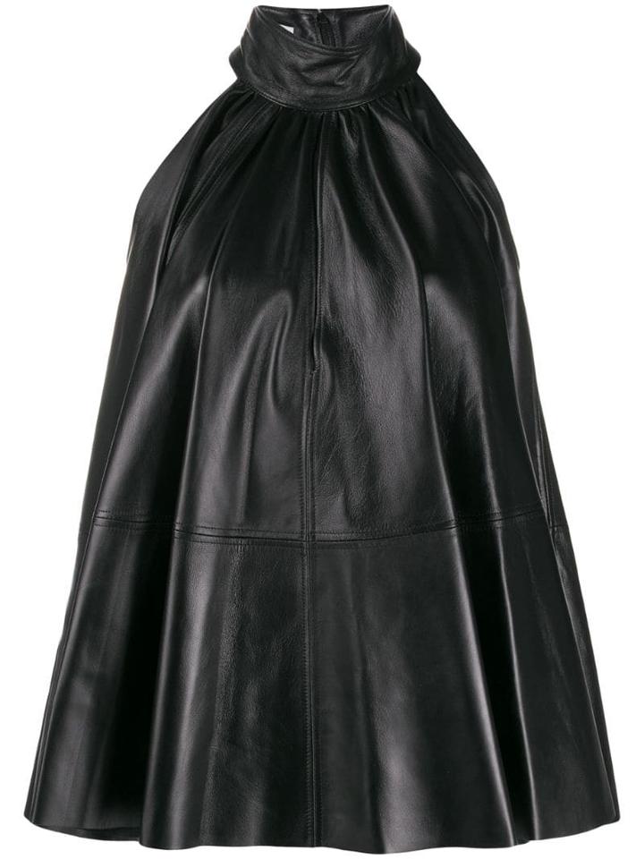 16arlington Panelled Leather Halterneck Dress - Black