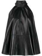 16arlington Panelled Leather Halterneck Dress - Black