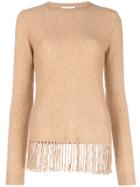 Max Mara Fringed Knit Sweater - Brown