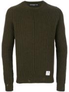 Department 5 Destroyed Crew Neck Ribbed Jumper - Green