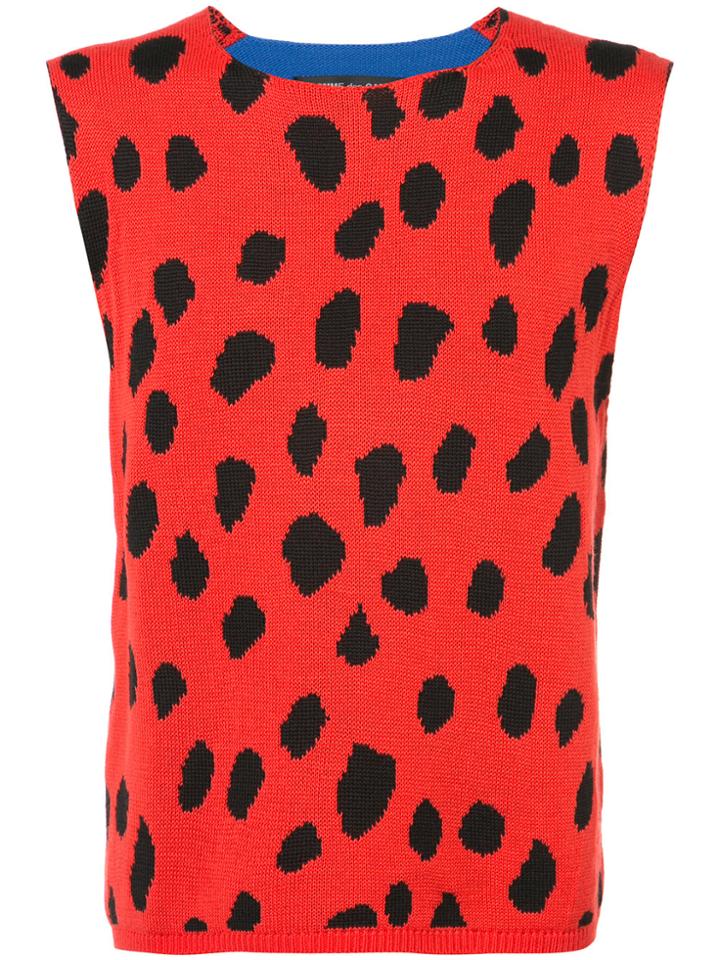 Comme Des Garçons Homme Plus Dot Print Knitted Top - Red