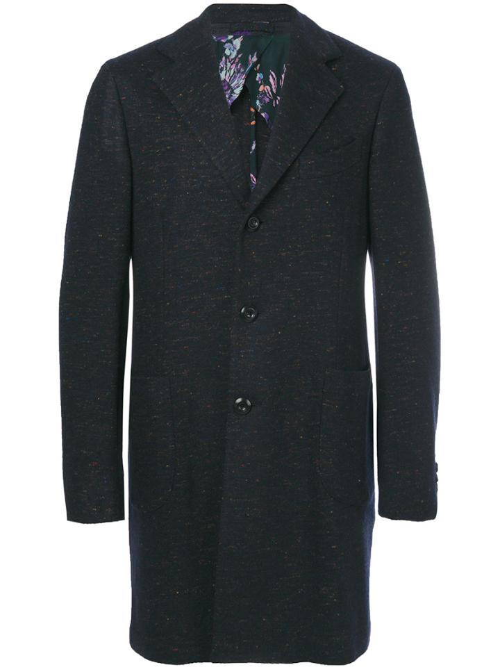 Etro Patch Pockets Midi Coat - Blue