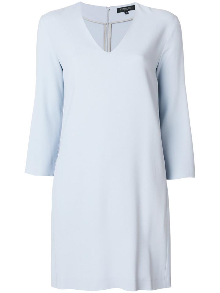 Antonelli V-neck Longsleeved Shift Dress - Blue