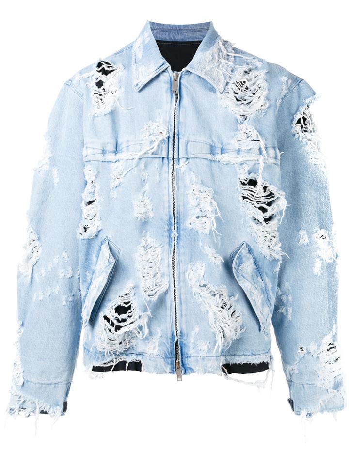 Unravel Project Destroyed Denim Jacket - Blue