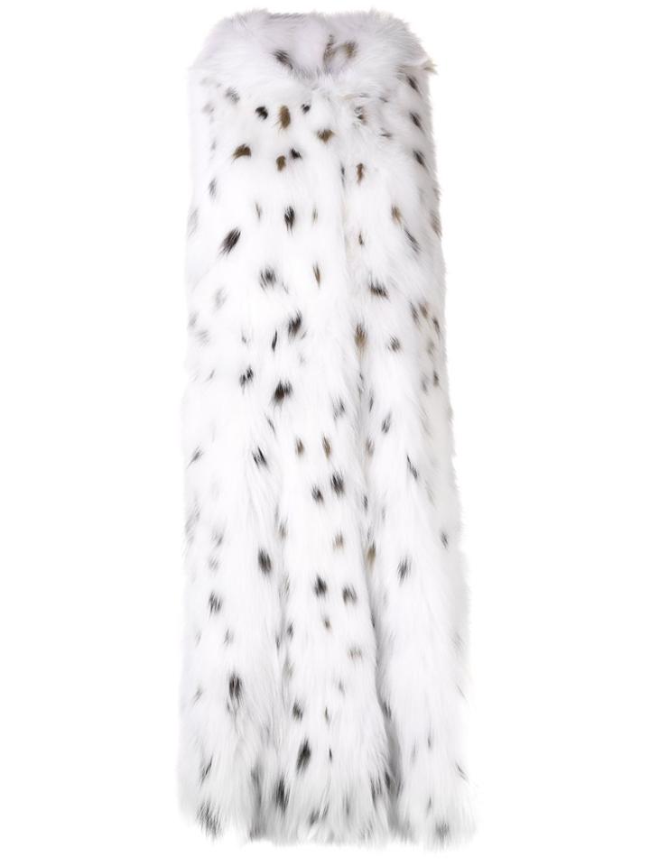 Yves Salomon Army Long Hooded Fur Vest - White