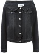 Msgm Wide Neck Denim Jacket, Women's, Size: 42, Grey, Cotton/polyester