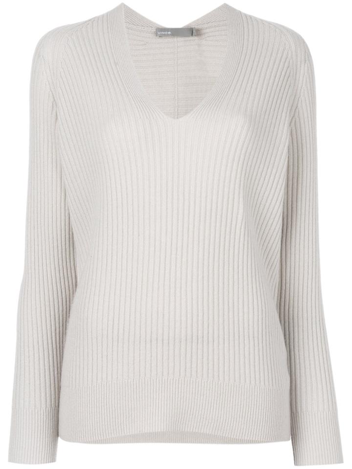 Vince Ribbed V-neck Sweater - Nude & Neutrals