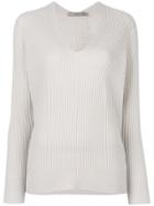 Vince Ribbed V-neck Sweater - Nude & Neutrals