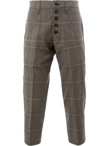Christopher Nemeth Cropped Checked Trousers - Grey