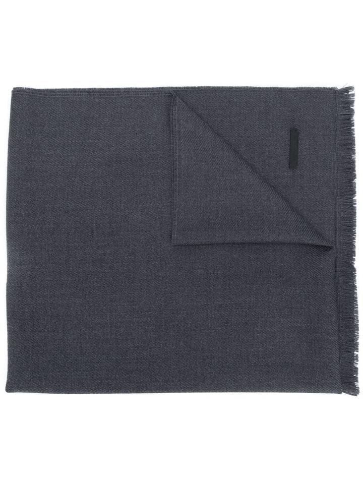 Prada Woven Fringed Scarf - Grey