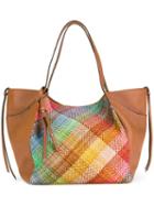Etro Woven Tote, Brown, Cotton/leather/polyester