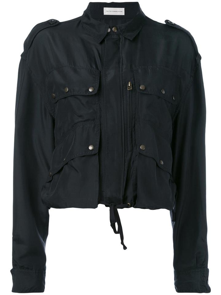 Faith Connexion - Multi-pockets Cropped Jacket - Women - Silk - M, Black, Silk