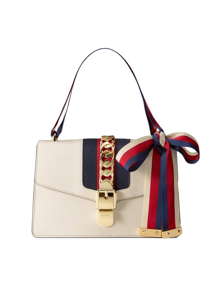 Gucci Sylvie Leather Shoulder Bag - White