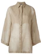 Alberta Ferretti Bell-sleeve Shirt, Women's, Size: 40, Nude/neutrals, Linen/flax