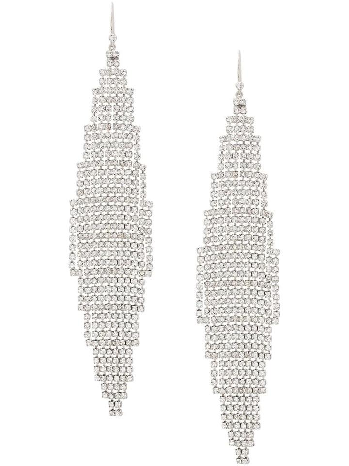 Saint Laurent Cascade Encrusted Earrings - Silver