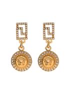 Versace Crystal-embellished Medusa Earrings - Gold
