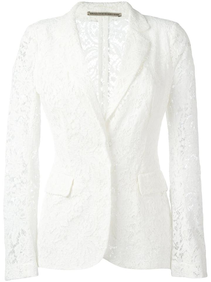 Ermanno Scervino Lace Blazer, Women's, Size: 40, White, Cotton/polyamide/viscose