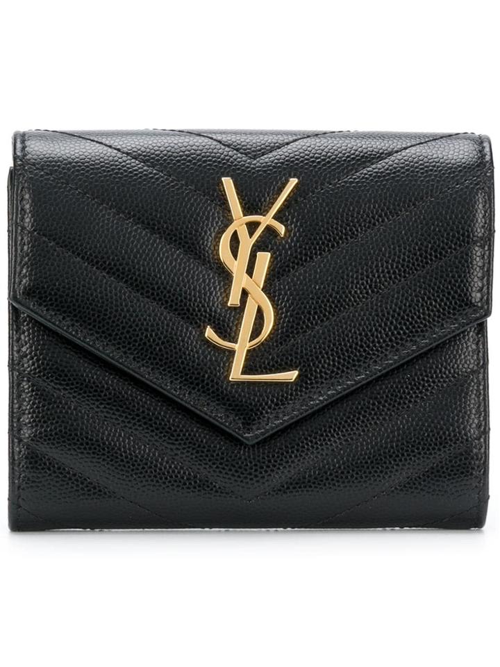 Saint Laurent Monogram Compact Tri-fold Wallet - Black