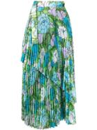 Richard Quinn Floral Pleated Skirt - Blue