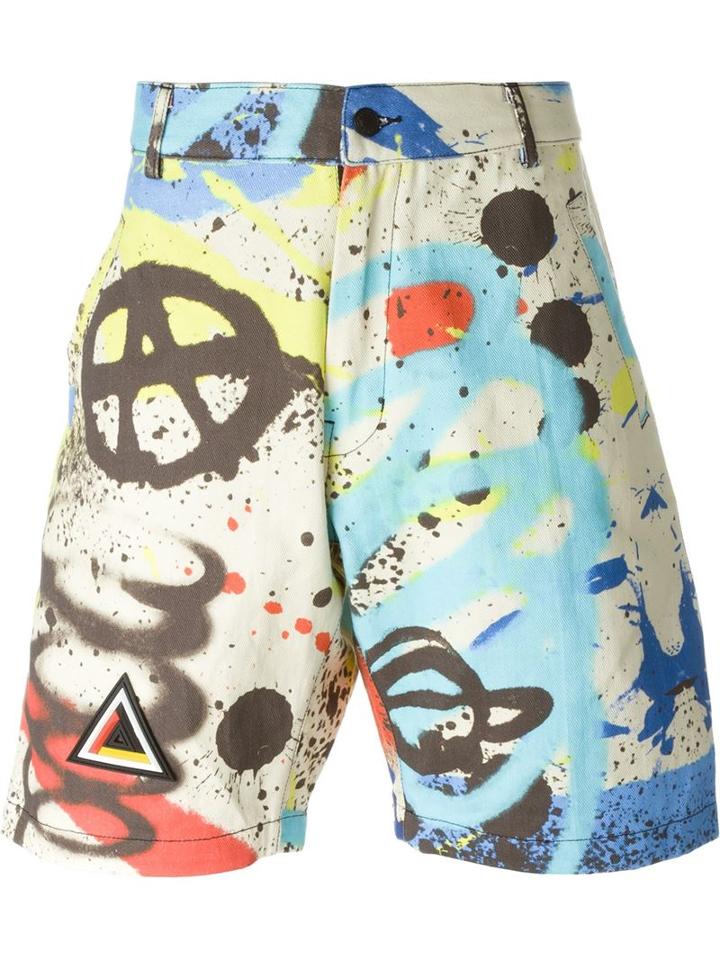 Ktz Graffiti Print Shorts, Men's, Size: Large, Cotton