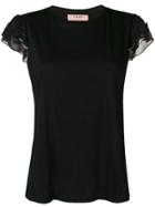 Twin-set Embroidered Sleeve Top - Black