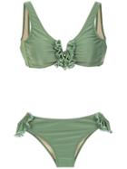 Amir Slama Embroidered Bikini Set - Green