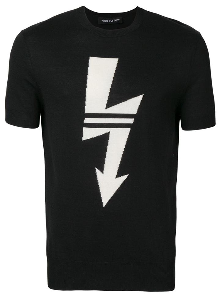 Neil Barrett Bolt Logo Knitted T-shirt - Black