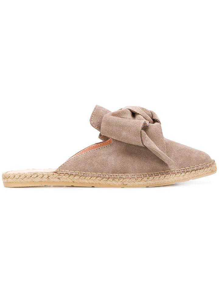 Manebi Bow Front Mule Style Espadrilles - Nude & Neutrals