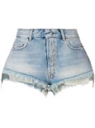 Unravel Project Reverse Cut Off Denim Shorts - Blue
