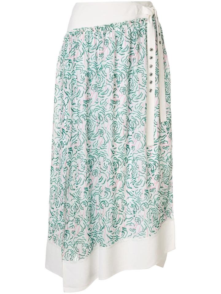 3.1 Phillip Lim Asymmetric Abstract Print Skirt - White