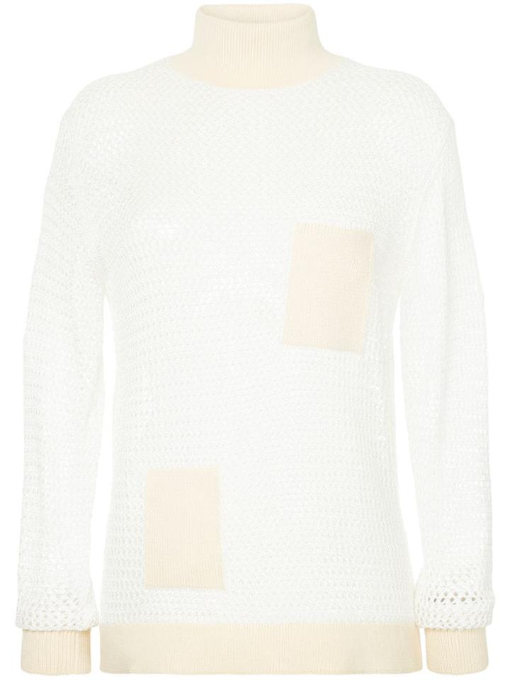 Tibi Crochet Turtleneck Jumper - White