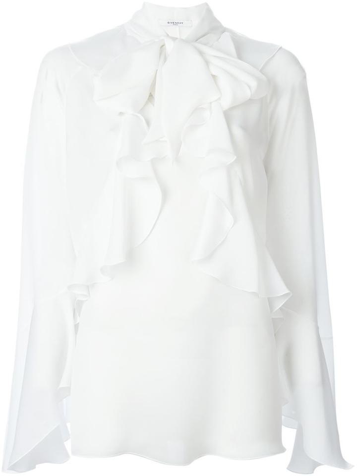 Givenchy Ruffled Placket Blouse, Women's, Size: 36, White, Polyester
