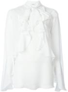 Givenchy Ruffled Placket Blouse, Women's, Size: 36, White, Polyester