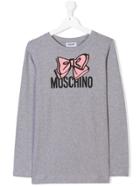 Moschino Kids Teen Logo Bow T-shirt - Grey