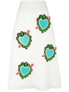 House Of Holland Heart Midi Skirt, Women's, Size: 14, White, Polyester