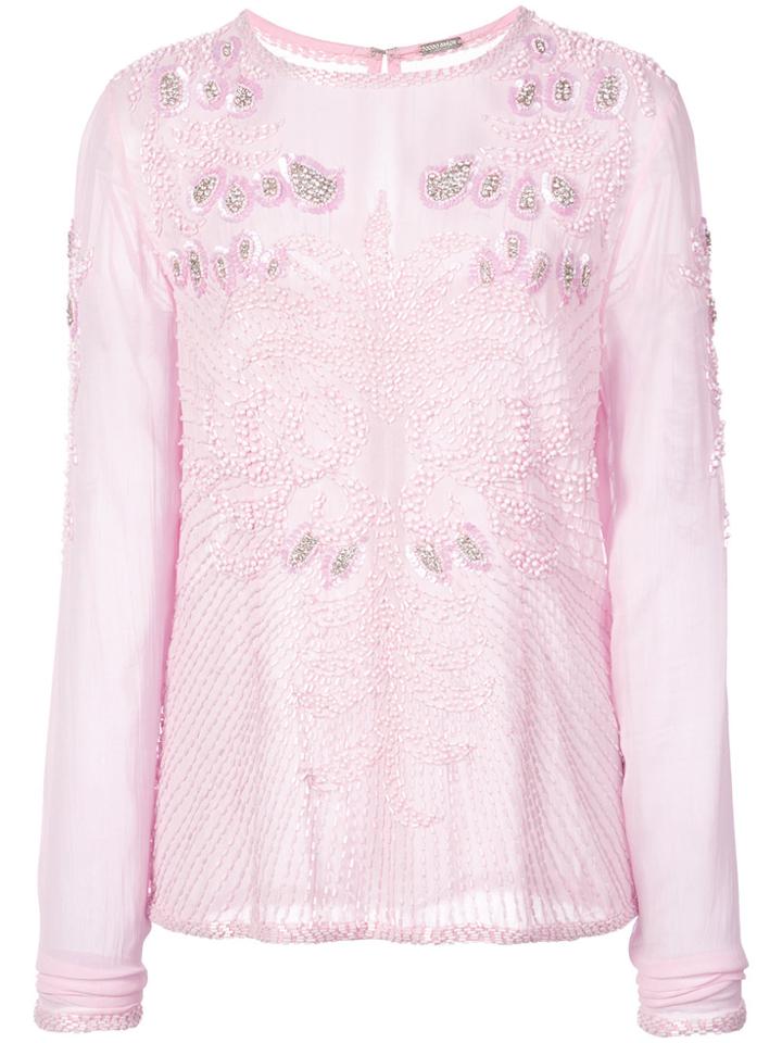 Dodo Bar Or Beaded And Embroidered Longsleeve Top - Pink & Purple