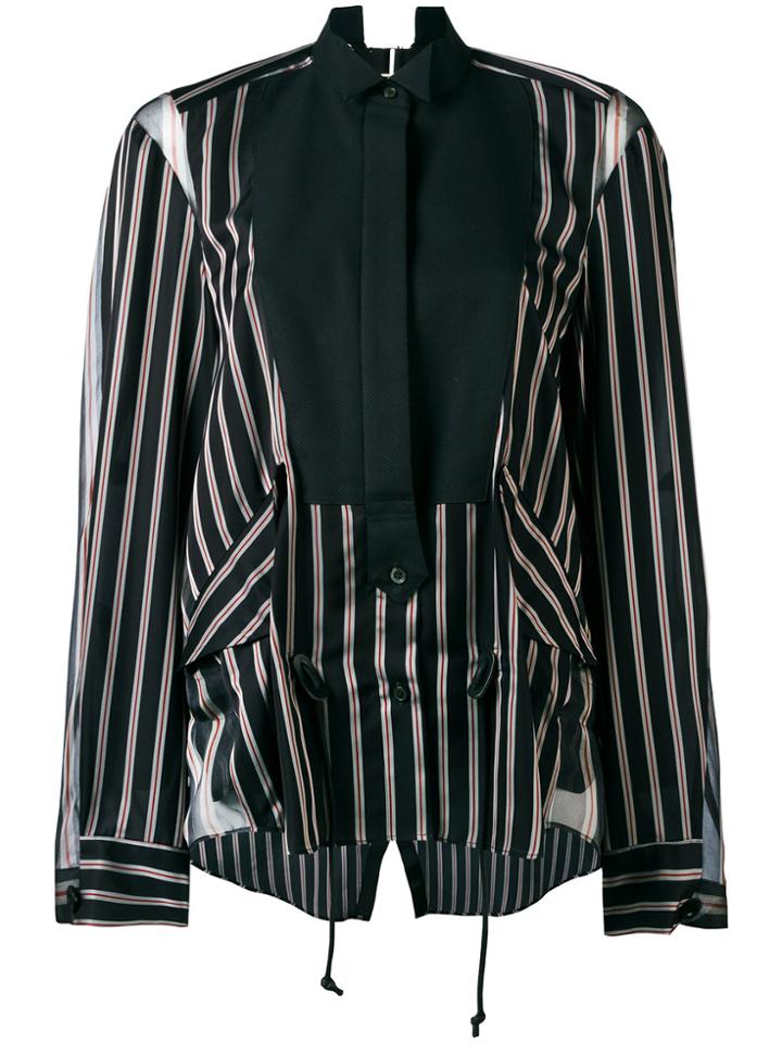 Sacai Pin Stripe Tuxedo Bib Shirt - Blue