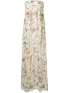 Brock Collection Strapless Floral Print Maxi Dress - Nude & Neutrals