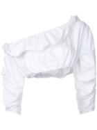 Ellery - Off-shoulder Cropped Top - Women - Cotton/spandex/elastane - 8, White, Cotton/spandex/elastane